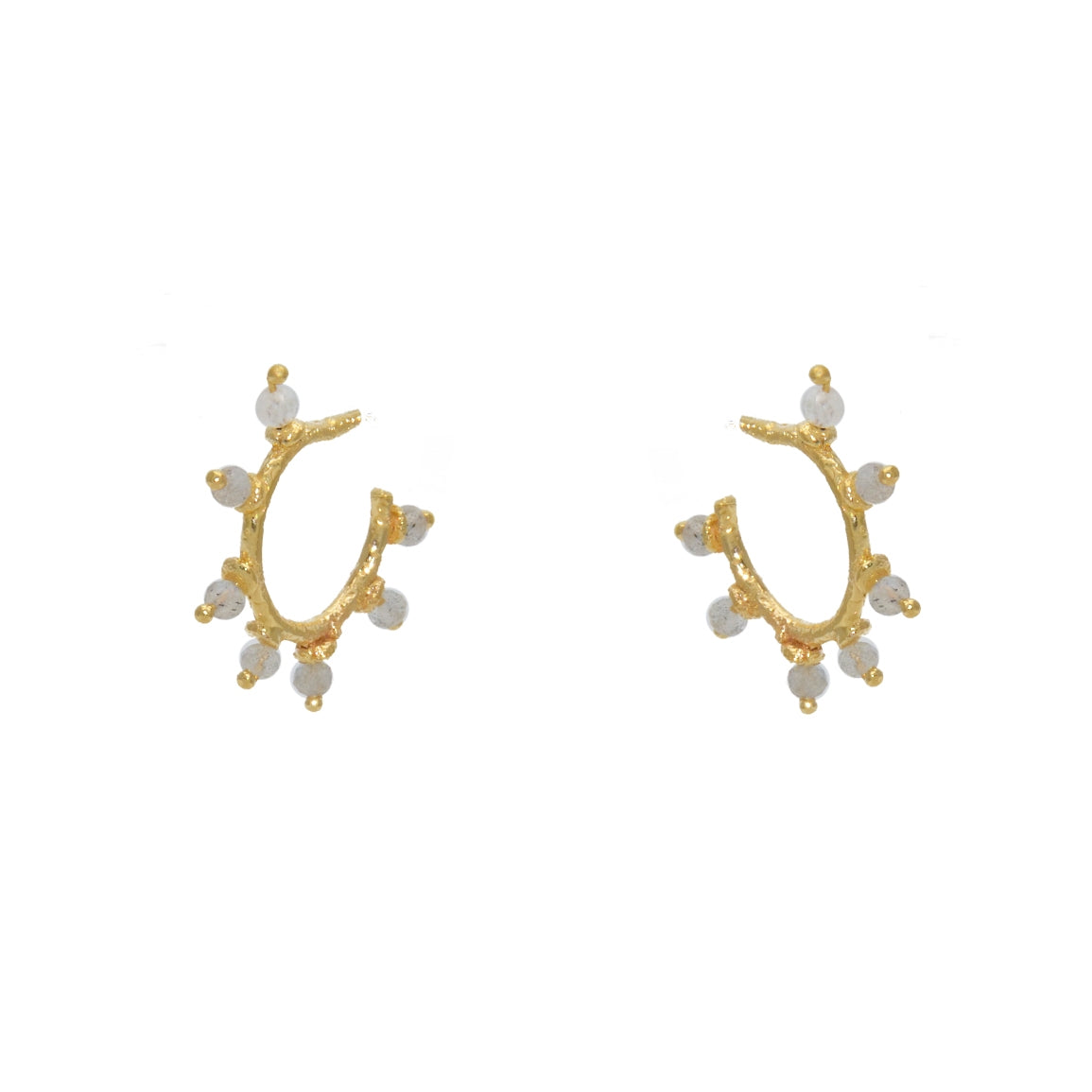 Mini créoles dorées et pierres en soleil - LABRADORITE