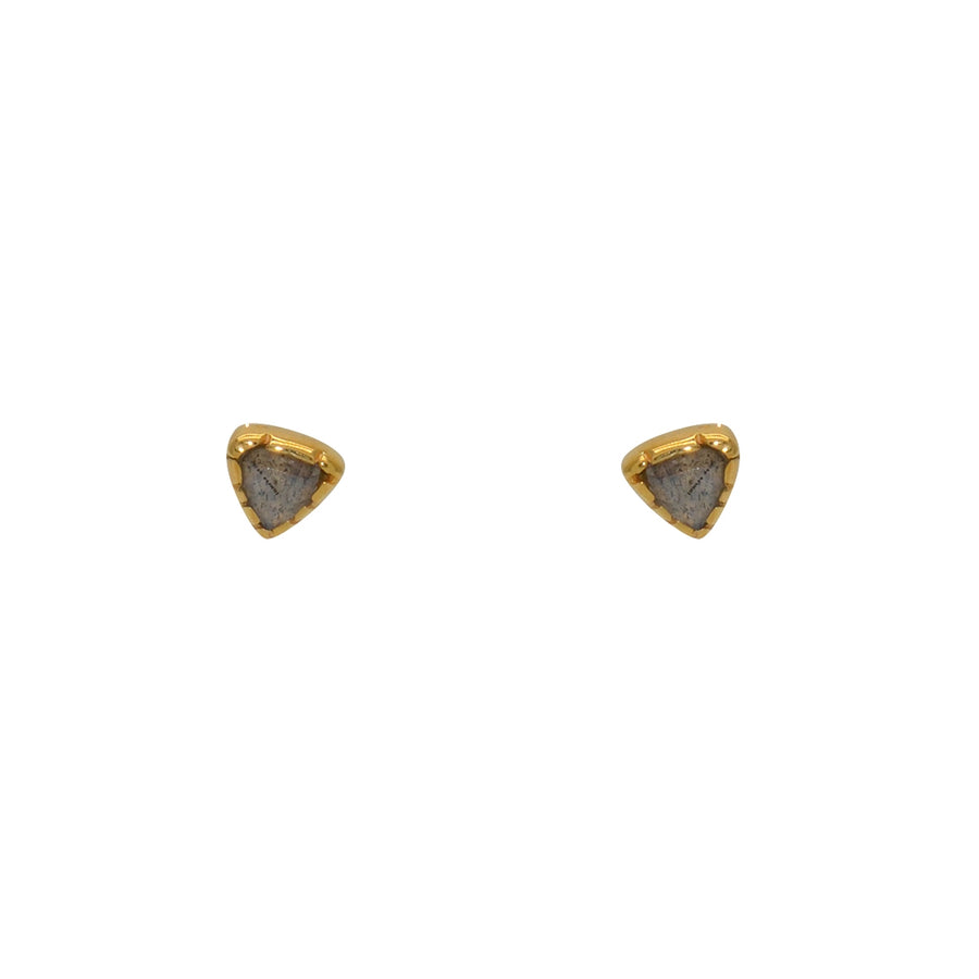 Boucles dorées XS pierre triangle - LABRADORITE