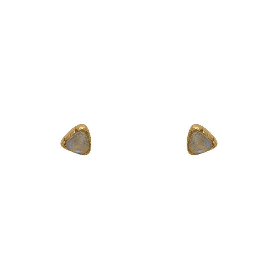 Boucles dorées XS pierre triangle - PIERRE DE LUNE