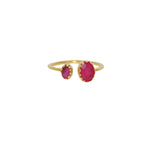 Bague dorée ouverte 2 pierres