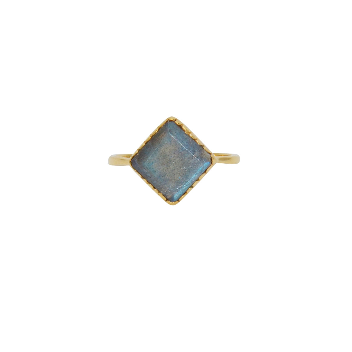 Bague dorée et pierre losange - 50 / LABRADORITE