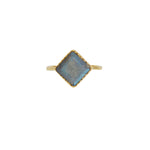 Bague dorée et pierre losange - 50 / LABRADORITE