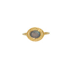 Bague dorée pierre ovale contour texturé