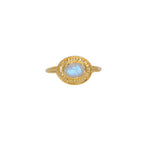 Bague dorée pierre ovale contour texturé - 50 / PIERRE DE