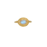 Bague dorée pierre ovale contour texturé - 50 / PIERRE DE
