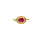 Bague dorée pierre ovale contour texturé