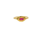 Bague dorée et pierre ovale - 50 / RUBIS