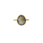 Bague dorée martelée et pierre facettée