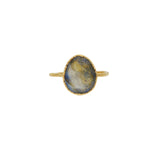 Bague dorée martelée et pierre facettée