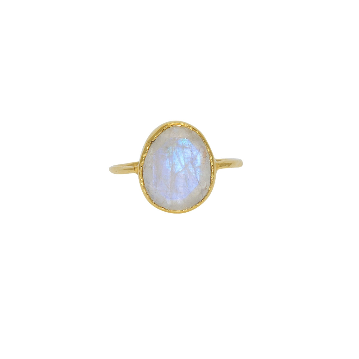 Bague dorée martelée et pierre facettée - 50 / PIERRE DE