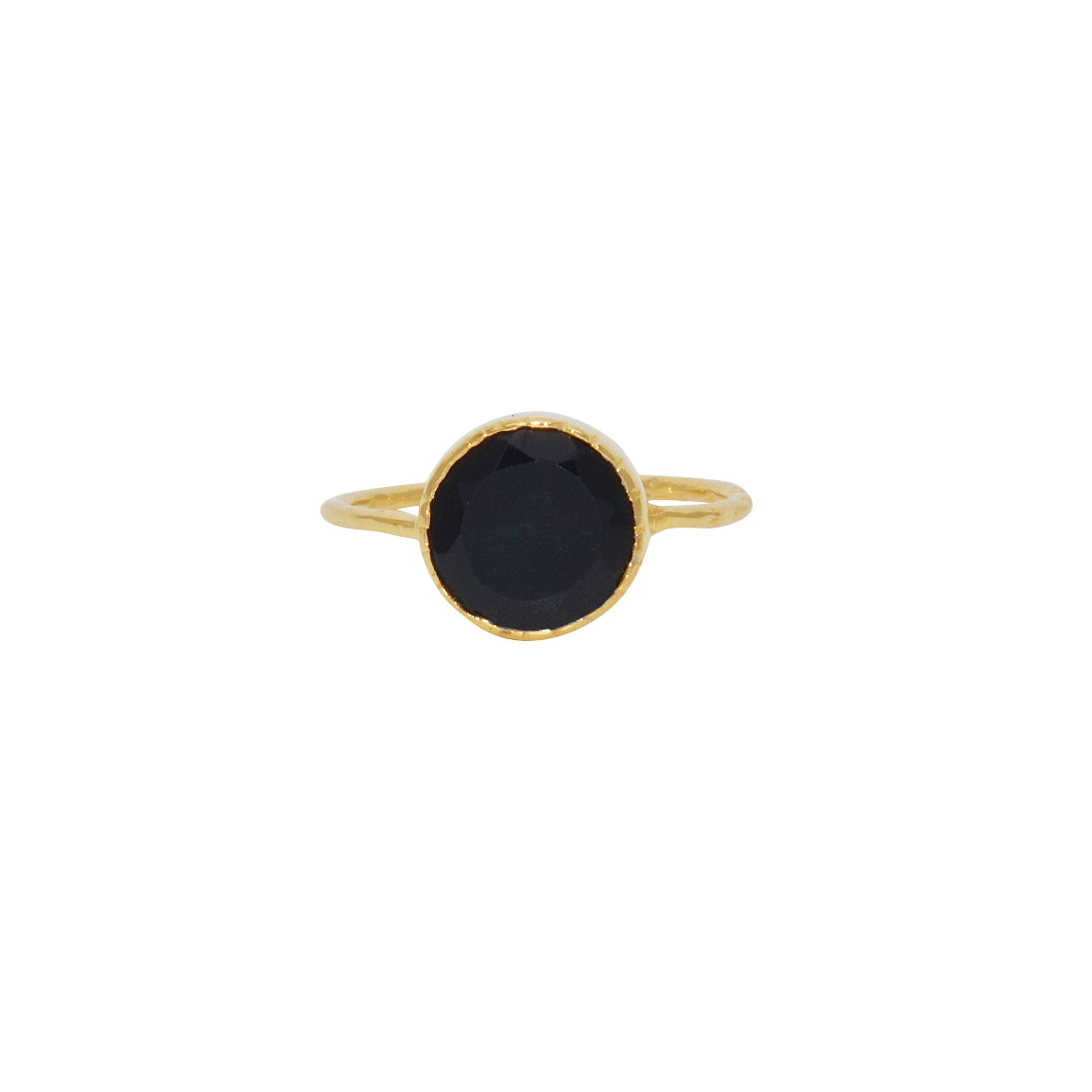 Bague dorée et pierre ronde - 50 / ONYX NOIRE