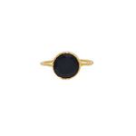 Bague dorée et pierre ronde - 50 / ONYX NOIRE