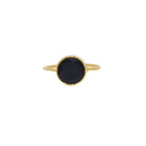 Bague dorée et pierre ronde - 50 / ONYX NOIRE