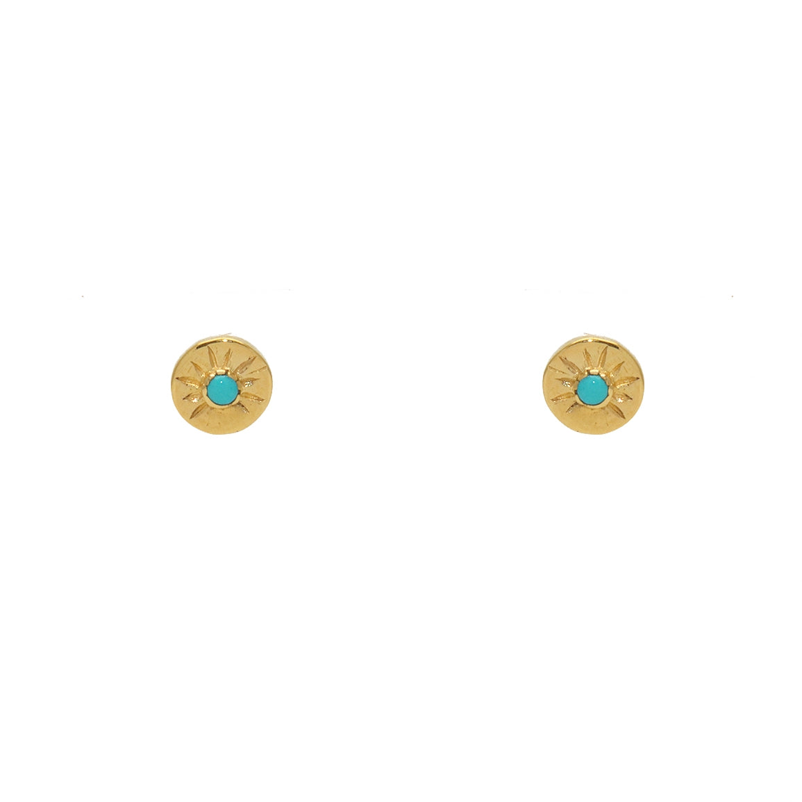 Boucles d’oreilles dorées soleil et pierre - TURQUOISE