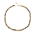 Collier perles corne et disques dorés