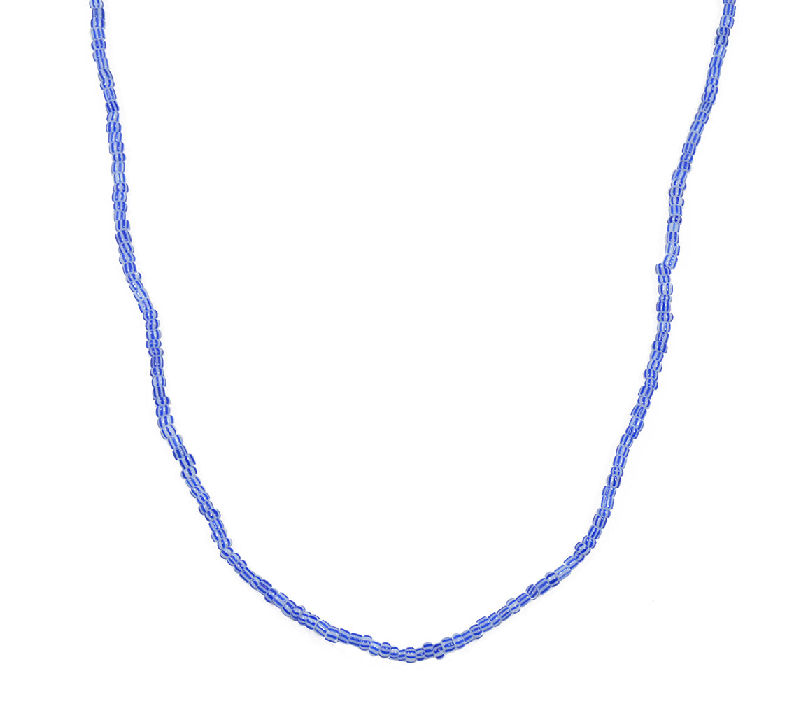Collier perles miyuki bleues et blanches - 50CM