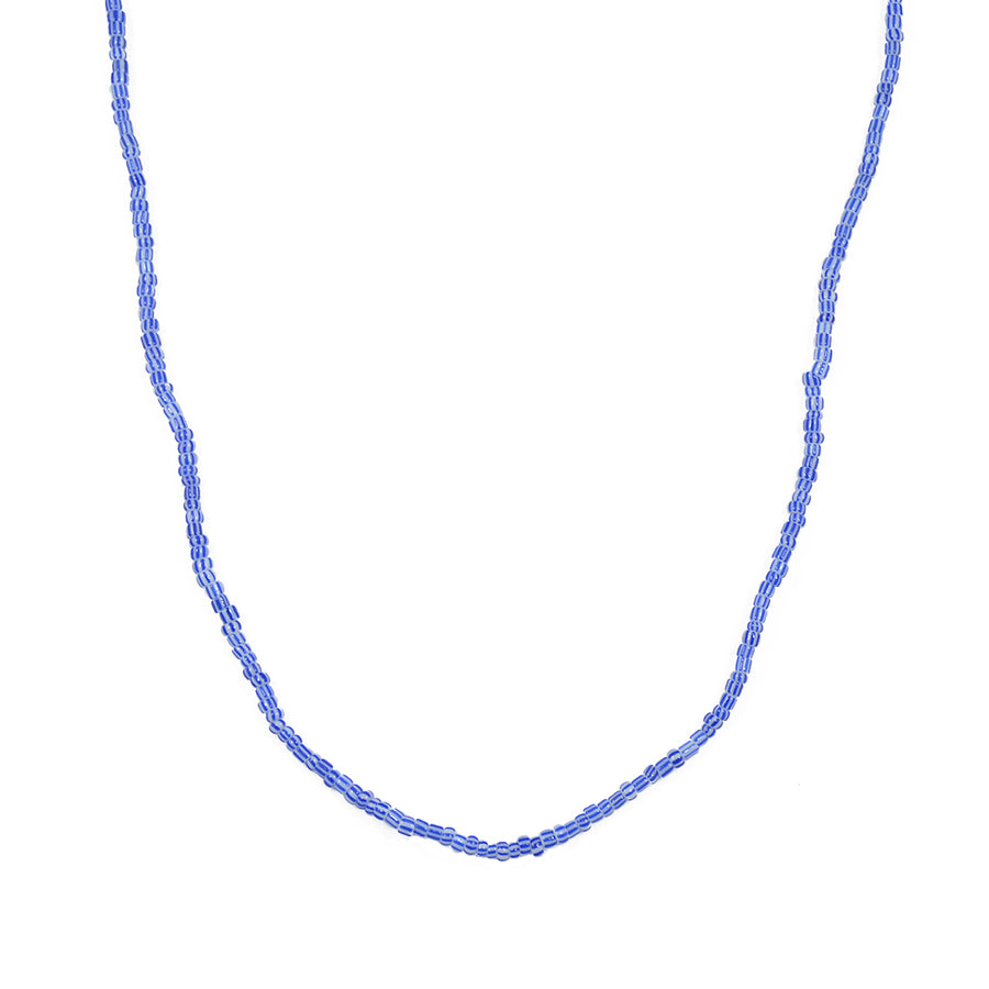 Collier perles miyuki bleues et blanches - 50CM
