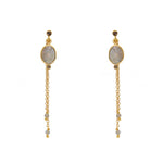 Boucles d’oreilles dorées pierre chaineS et zircons -