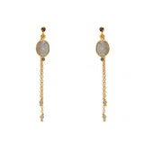 Boucles d’oreilles dorées pierre chaineS et zircons -
