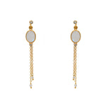 Boucles d’oreilles dorées pierre chaineS et zircons - PIERRE