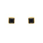 Boucles dorées et pierre carrée - ONYX NOIRE