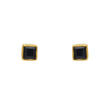 Boucles dorées et pierre carrée - ONYX NOIRE