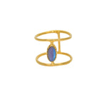 Bague double dorée et pierre ovale - 50 / LABRADORITE -