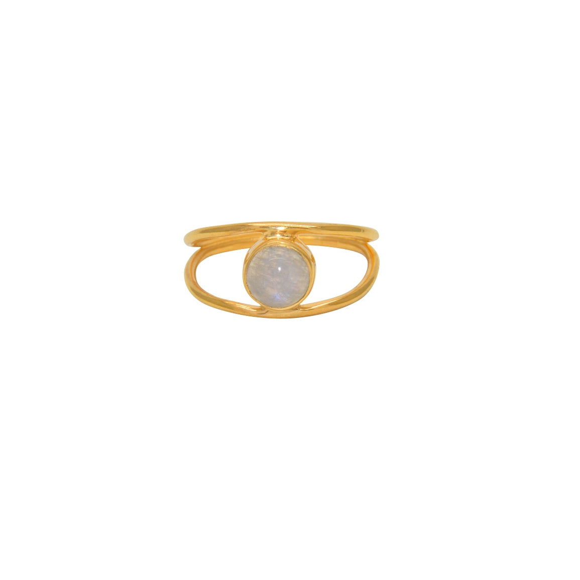 Bague dorée double et pierre cabochon - 50 / PIERRE DE LUNE
