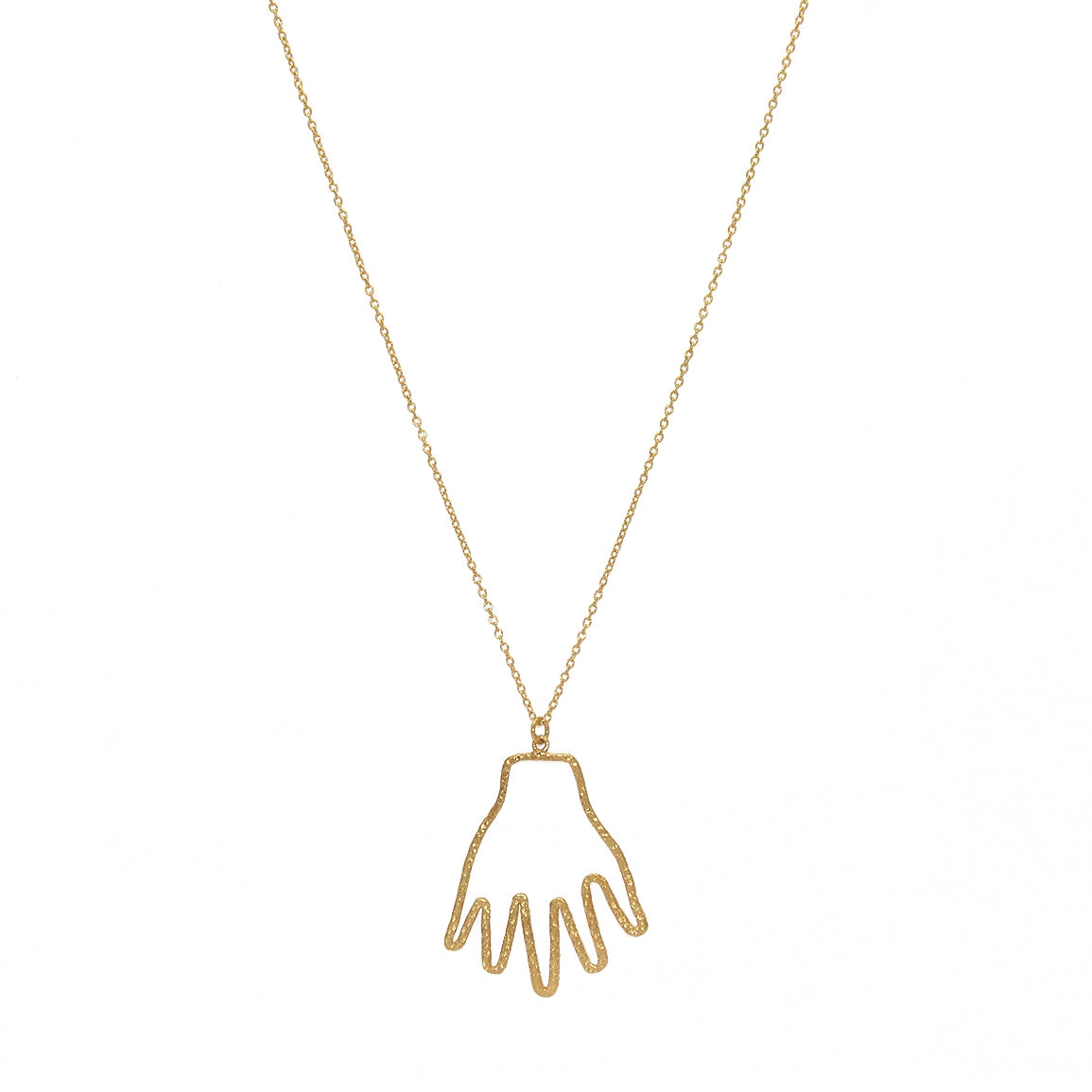 Collier doré pendentif main martelée