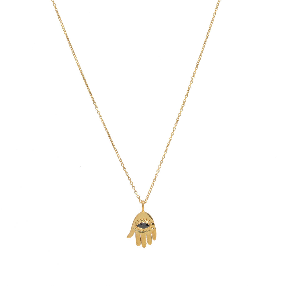Collier doré pendentif main de fatma onyx noire - ONYX NOIRE