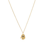 Collier doré pendentif main de fatma onyx noire - ONYX NOIRE