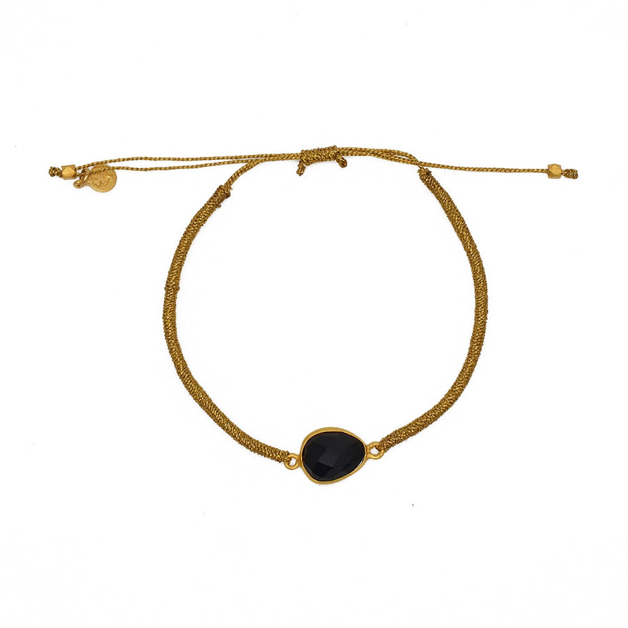 Bracelet tressé doré et pierre - ONYX NOIRE
