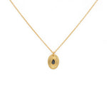 Collier doré pendentif brossé et pierre goutte - ONYX NOIRE