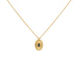 Collier doré pendentif brossé et pierre goutte - ONYX NOIRE