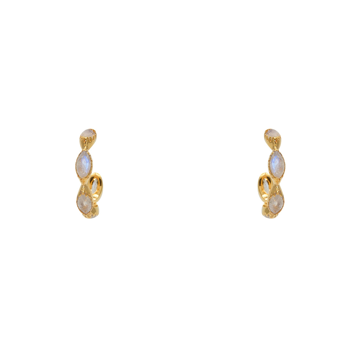 Créoles dorées et pierres naturelles - Boucles d’oreilles