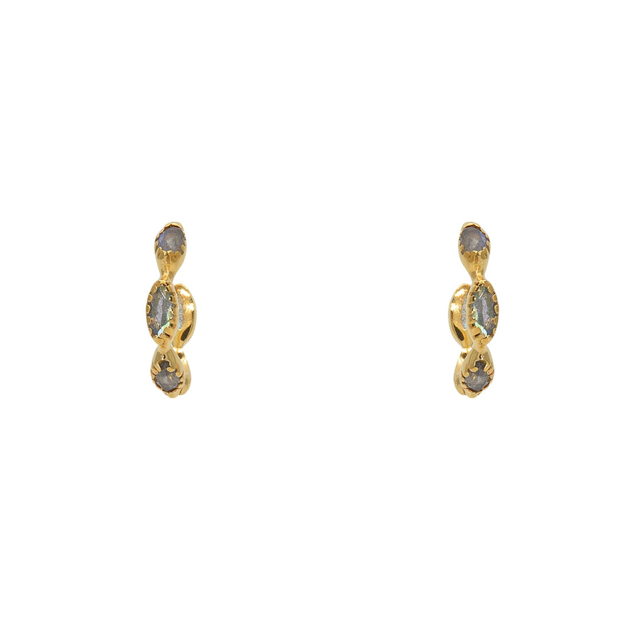 Créoles dorées et pierres naturelles - Boucles d’oreilles