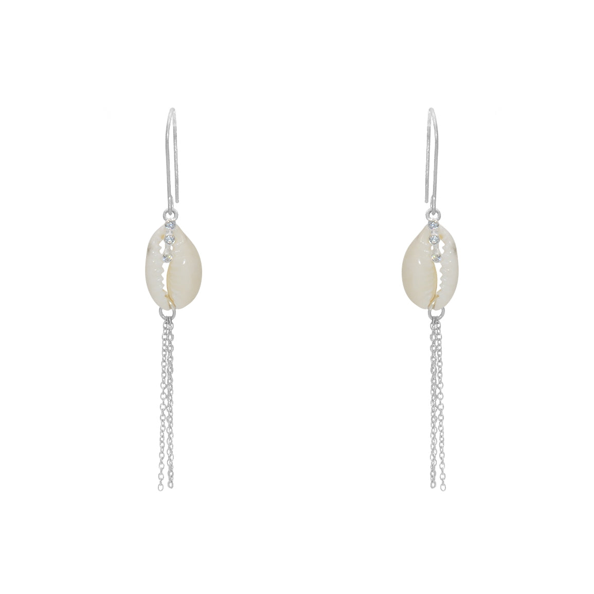 Boucles d’oreilles argent 925 cauri et zircons