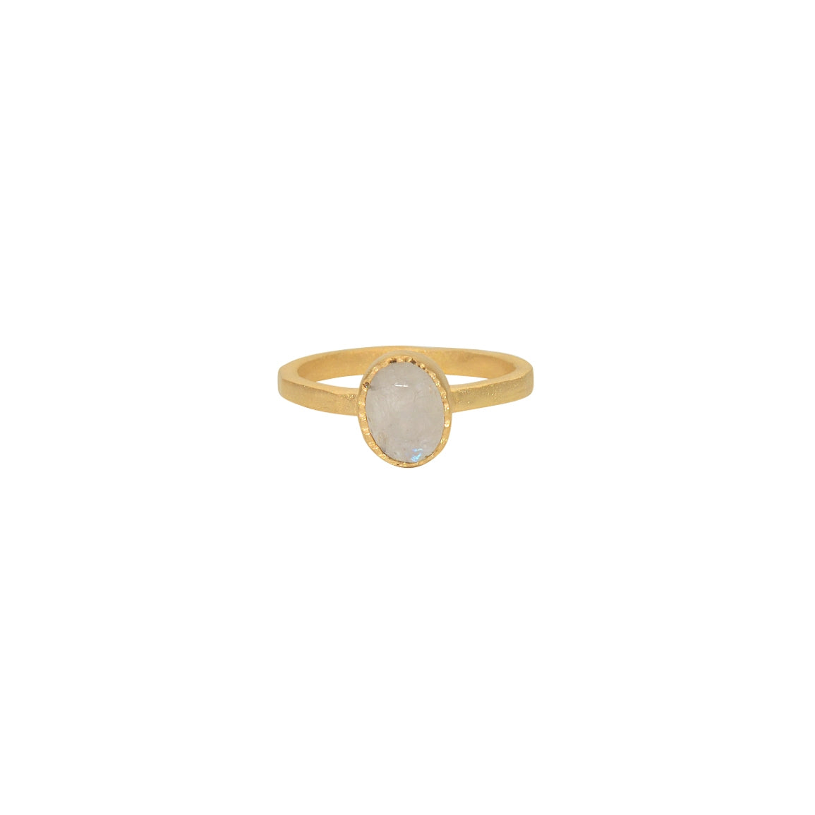 Bague dorée martelée brossée et pierre ronde - 50 / PIERRE