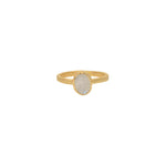 Bague dorée martelée brossée et pierre ronde - 50 / PIERRE