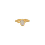 Bague dorée martelée brossée et pierre ronde - 50 / PIERRE