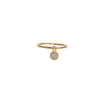 Bague dorée et pampille pierre - 50 / PIERRE DE LUNE