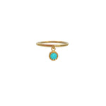 Bague dorée et pampille pierre - 50 / TURQUOISE