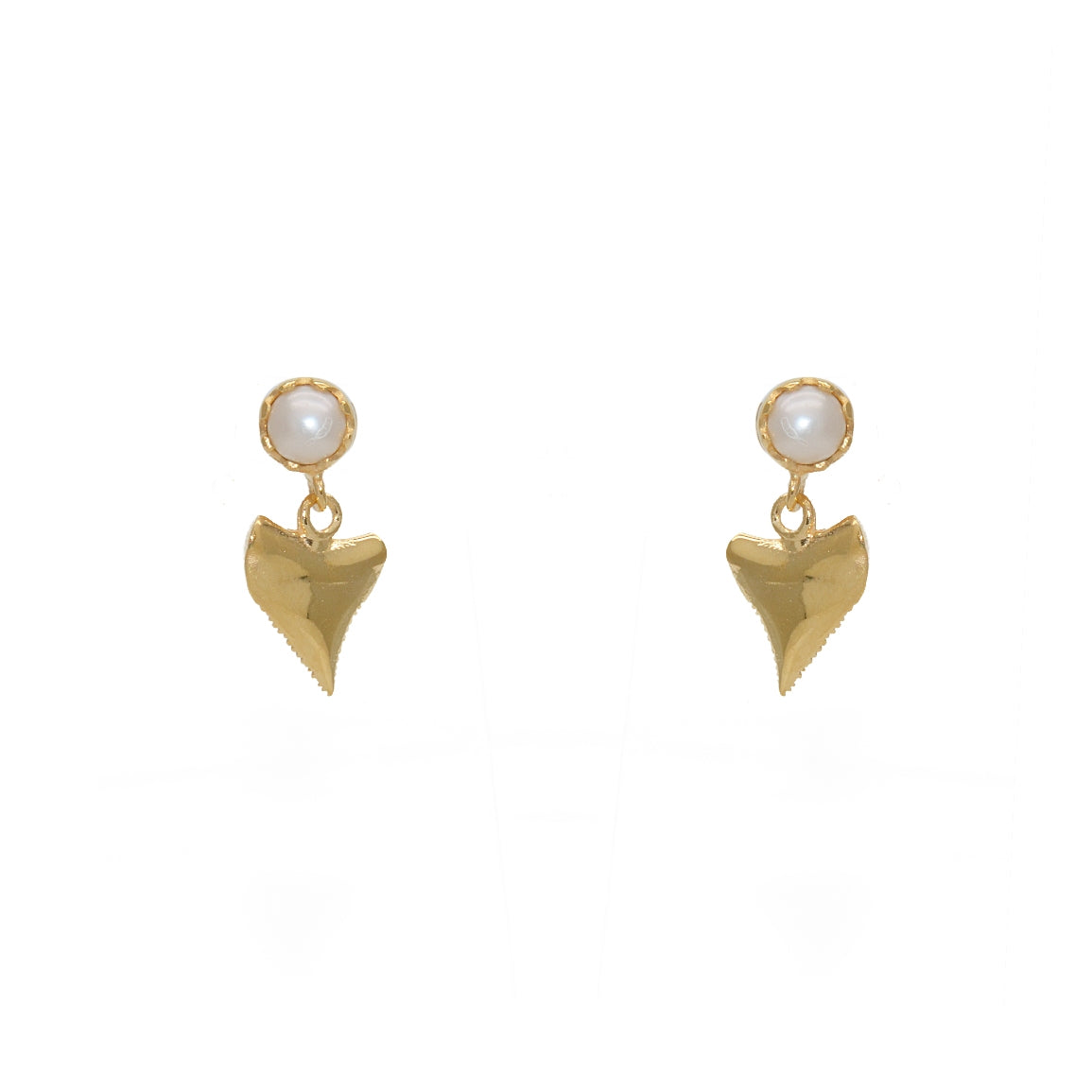 Boucles dorées dent de requin et pierre - PERLE DE CULTURE