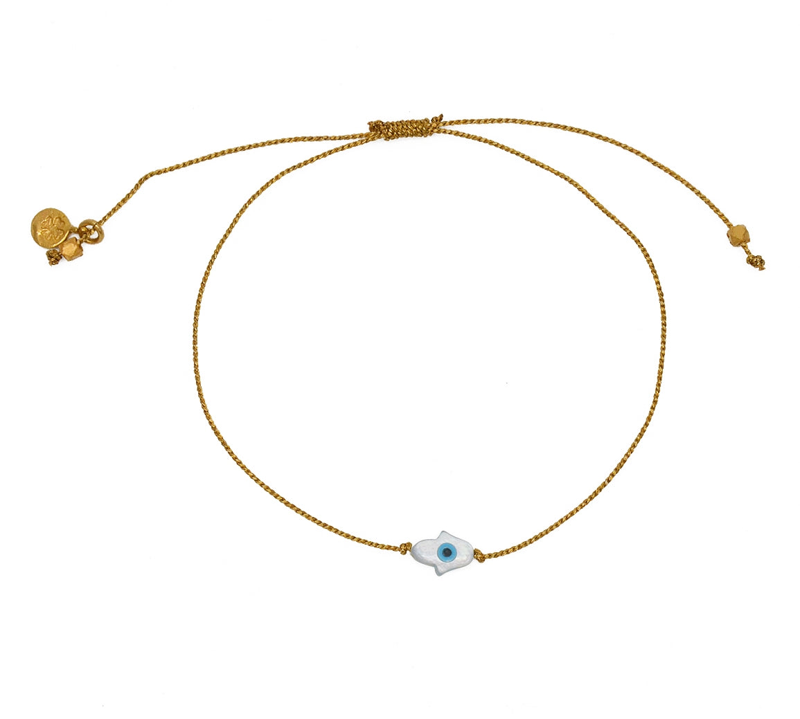 Bracelet tressé doré et main de fatma