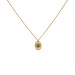 Collier doré pendentif brossé et pierre goutte
