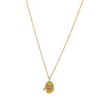 Collier doré pendentif main de fatma onyx noire - PIERRE DE