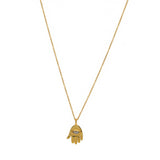 Collier doré pendentif main de fatma onyx noire - PIERRE DE