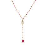 Chapelet doré rubis cauri et zircons