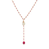 Chapelet doré rubis cauri et zircons