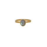 Bague dorée martelée brossée et pierre ronde - 50 /